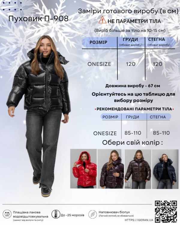 Пуховик П-908 чорний
