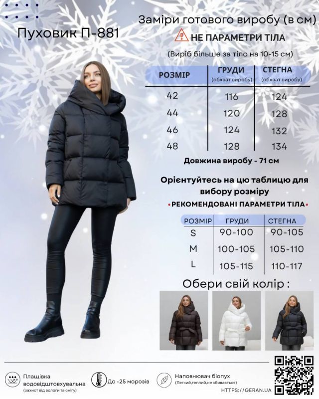 Пуховик П-881 синій