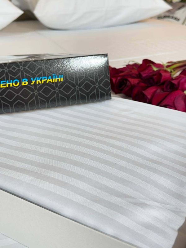 Комплект постільної білизни з Турецького страйп сатину Білий